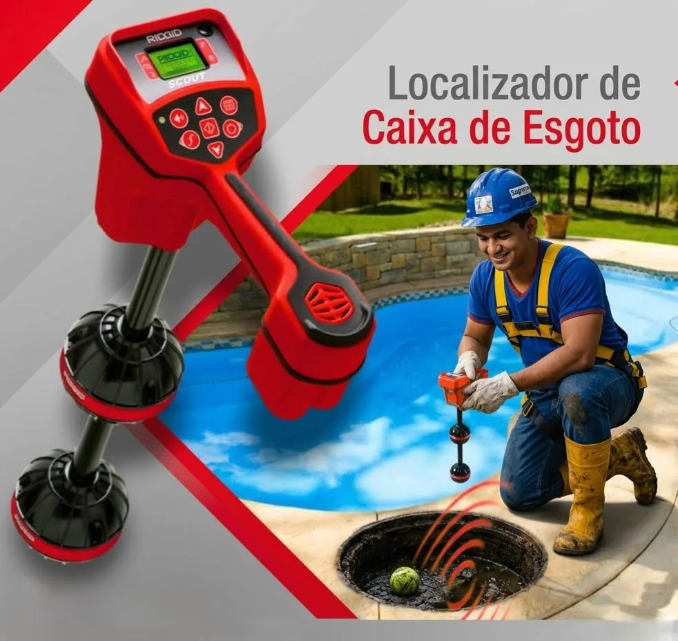 Localizador eletrônico de caixa de esgoto usado pela Suprema Desentupidora em Porto Alegre